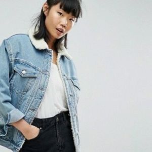 ASOS Women's Sherpa and Denim Trucker Jacket US 6